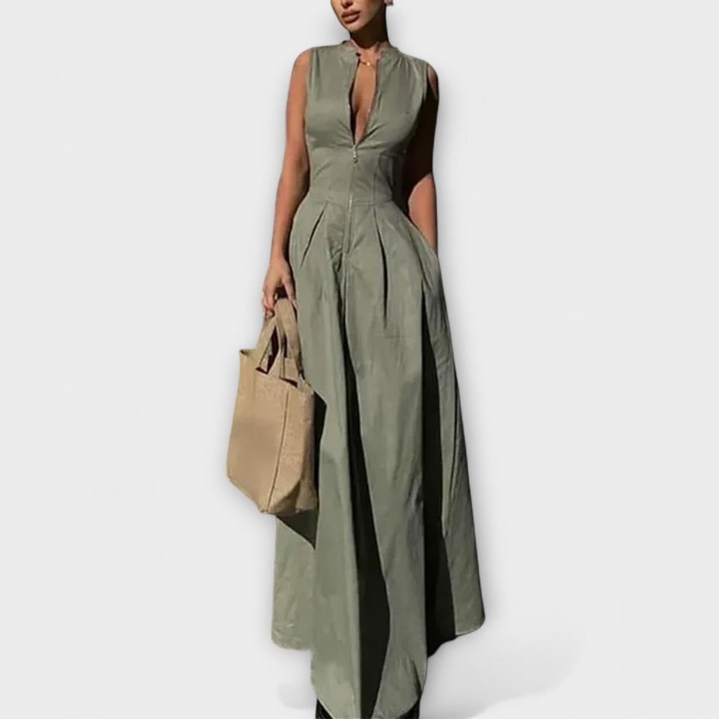 Ärmelloses Plissiertes Midikleid im Bodycon-Stil