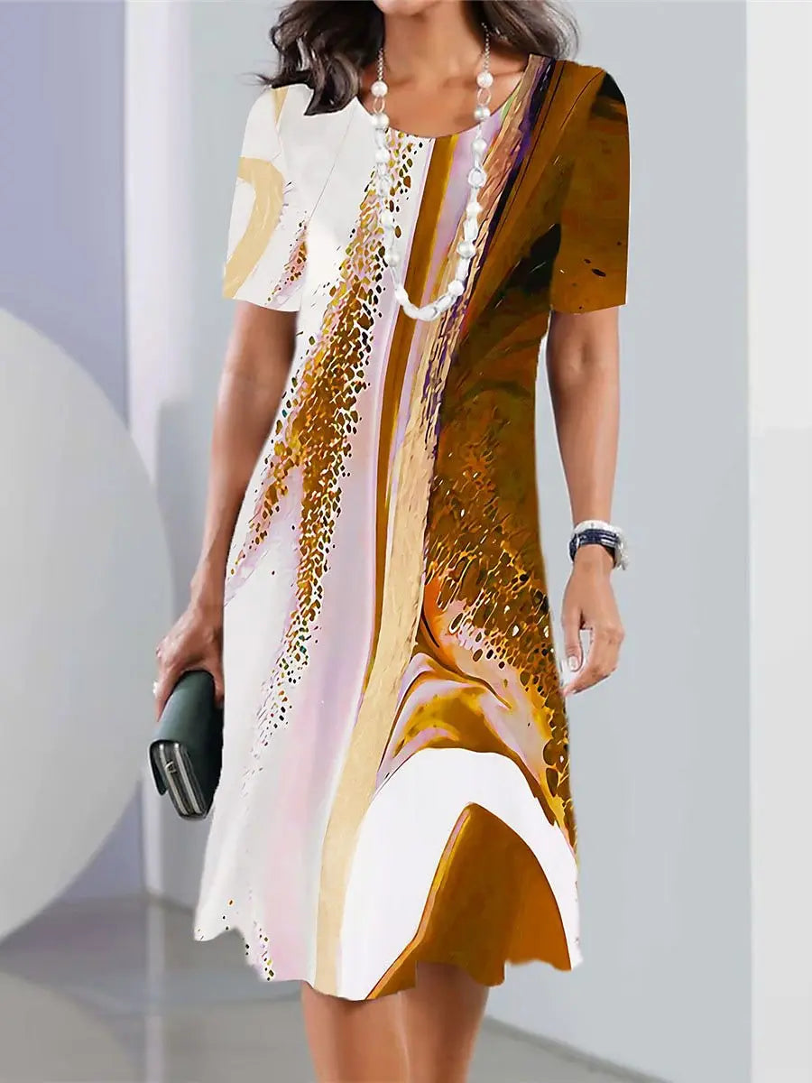 Damen-Midi-Kleid mit Grafischem Druck für den Sommer