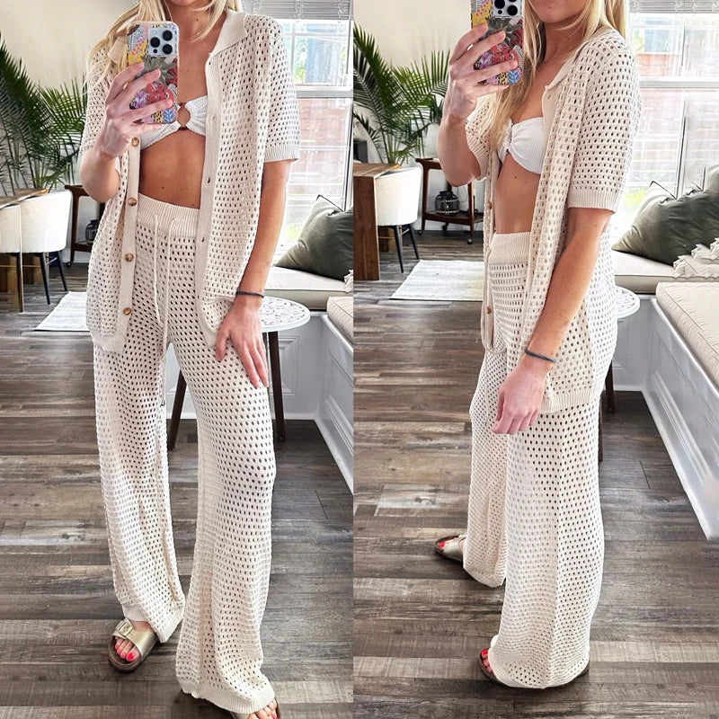 Luftiges & Stylisches Sommer-Set mit Cut-Outs und langer Hose für Damen – Liora