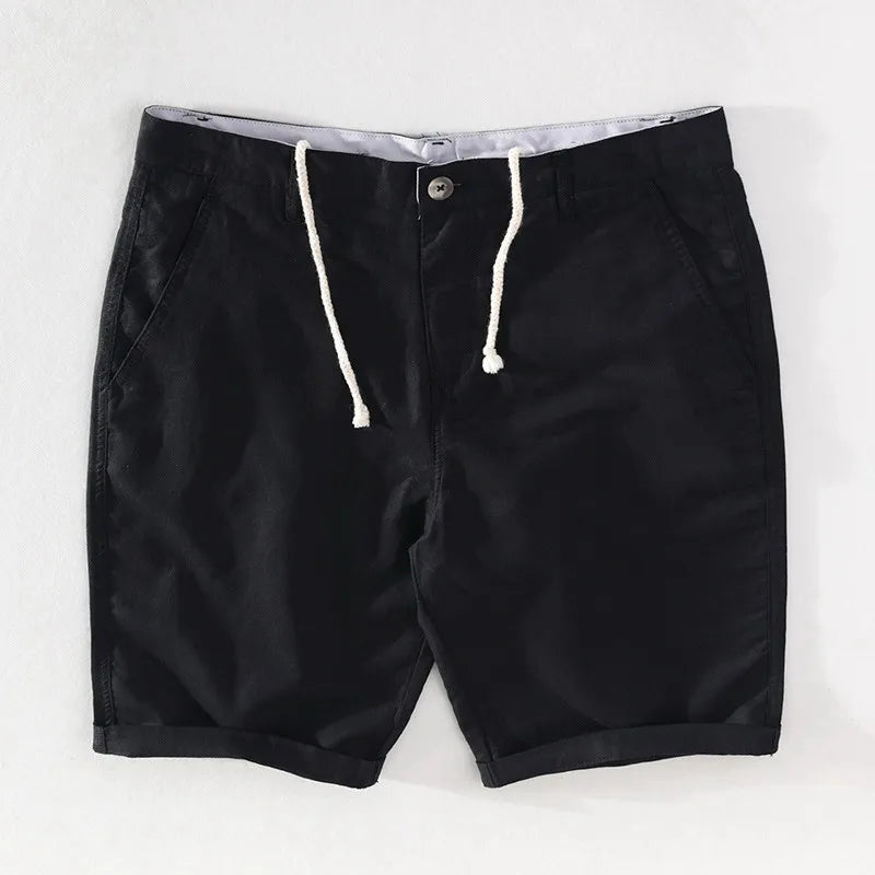 Strandshorts Herren Leinen-Baumwolle Sommerlook mit Knopfverschluss - Sandro
