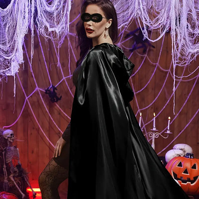 ShadowVeil Gothic Cape – Schwarzes Kapuzen-Cape mit Schlitz für Damen & Herren
