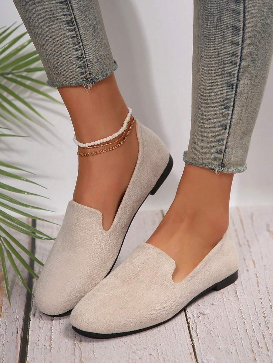 Simone – Damen Loafers Beige Rundzehen Frühling Herbst Schlupf