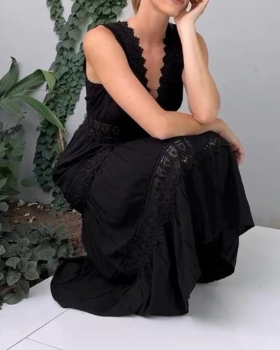 Charlotte® | Weißes Kleid mit V-Ausschnitt und Spitze