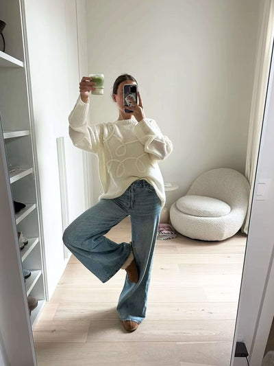 Damen Strickpullover – Oversize Pullover mit Strickmuster für stilvolle Outfits