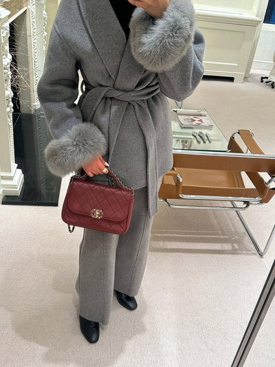 Damen Mantel mit Kunstfellbesatz – Eleganter Winter Kurzmantel