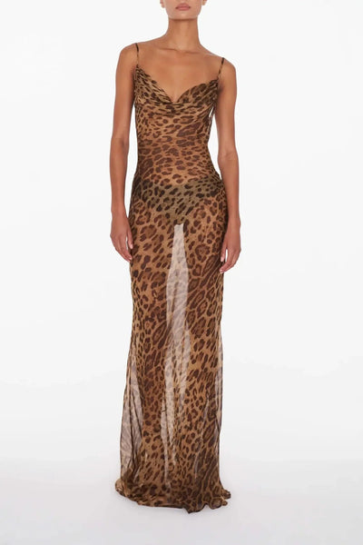 Theresia | Durchsehen Leopard-Maxikleid – Wild & Verführerisch