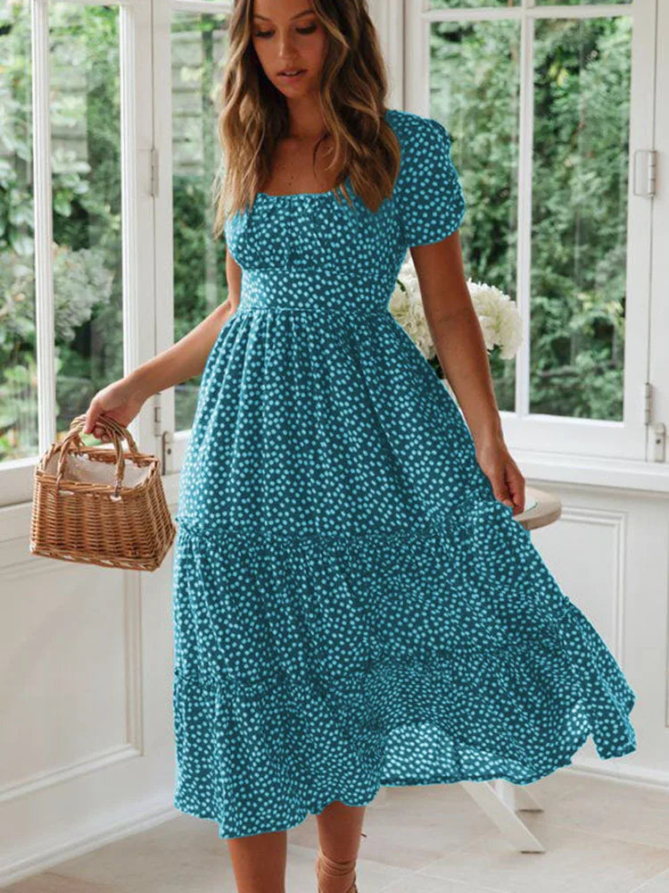 Clara - marineblaues sommerkleid mit rüschen