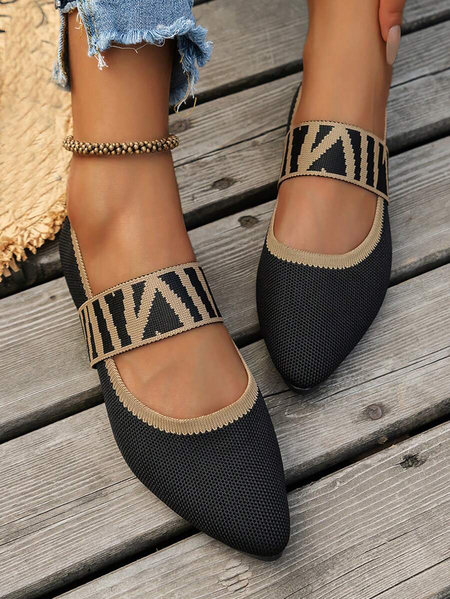 Stefanie – Damen Mary Jane Ballerinas Schwarz Mesh Atmungsaktiv