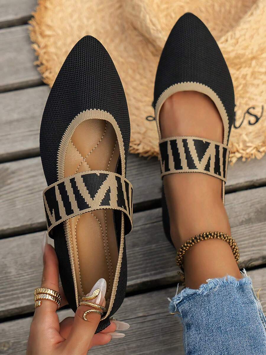 Stefanie – Damen Mary Jane Ballerinas Schwarz Mesh Atmungsaktiv