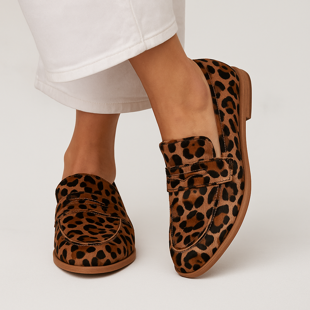 Leopardenmuster Damen Loafer