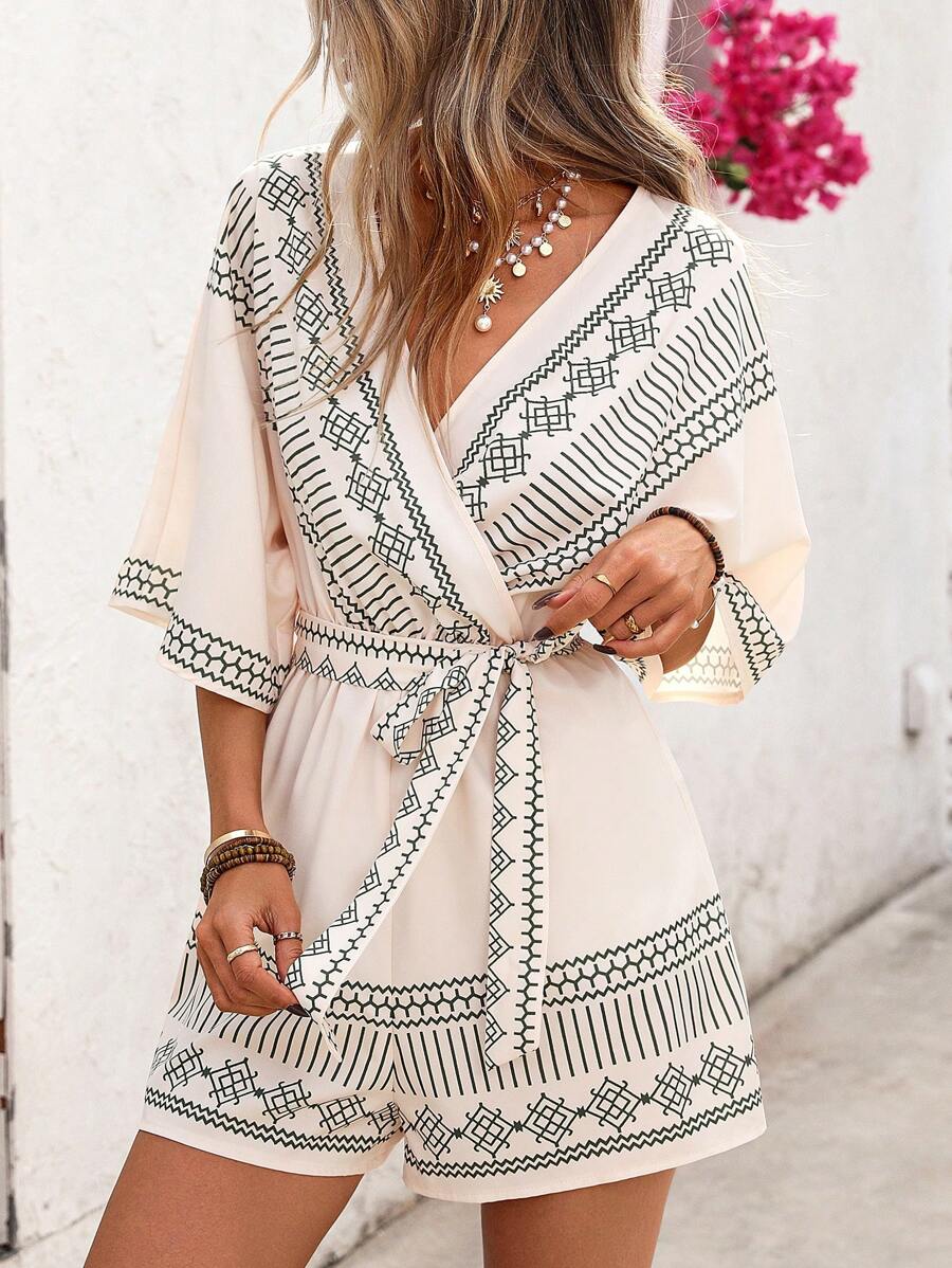 Thalia – Wickel Jumpsuit Damen Mit Blumenspitze Für Urlaub