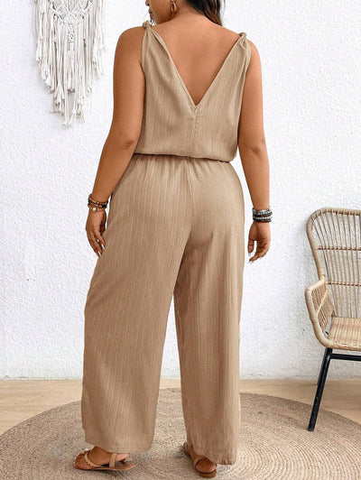 Theresa – Große Größen Jumpsuit Mit Schleife Und V-Ausschnitt