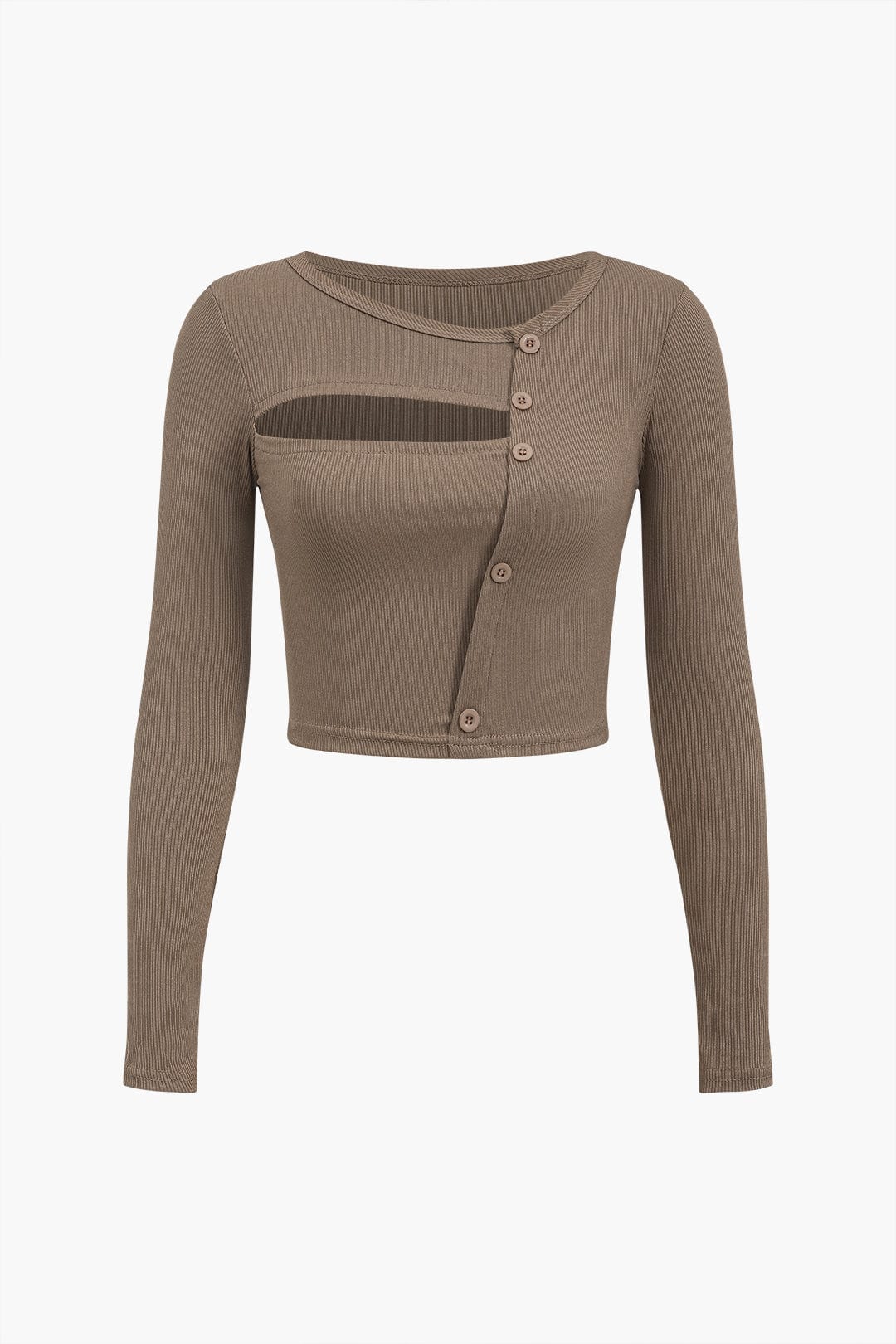 Amira | Asymmetrisches Langarm-Top mit Cut-Out & Knopfdetails