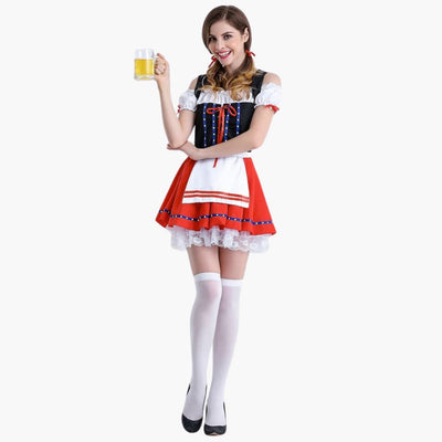 Kurzgeschnittenes Dirndl kleid für Damen - Oktoberfest 2025