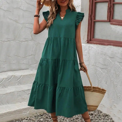 Sophia - königsblaues maxikleid mit volants