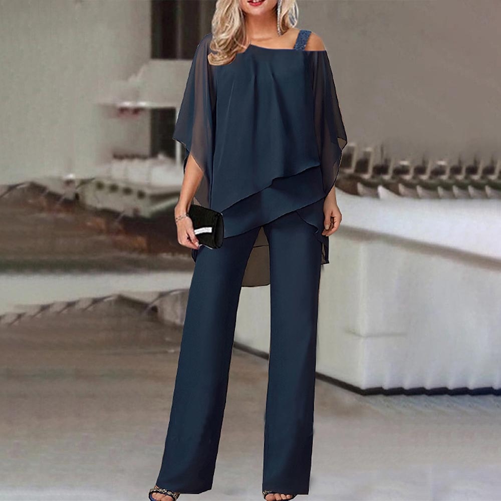Zweiteiliger Jumpsuit mit schulterfreier Bluse