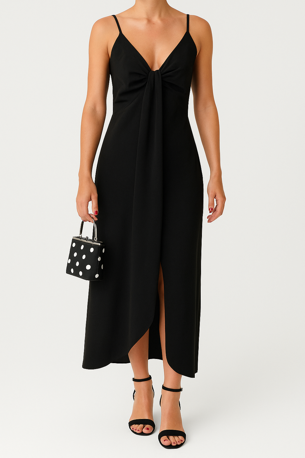 Yvette – V-Ausschnitt Kleid mit elegantem Knopfdetail