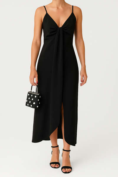 Yvette – V-Ausschnitt Kleid mit elegantem Knopfdetail