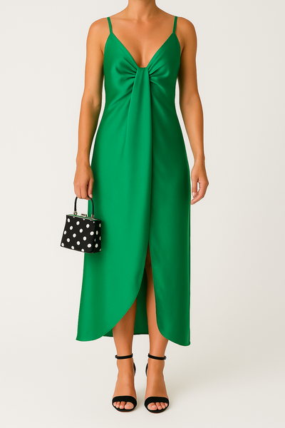 Yvette – V-Ausschnitt Kleid mit elegantem Knoten-Detail