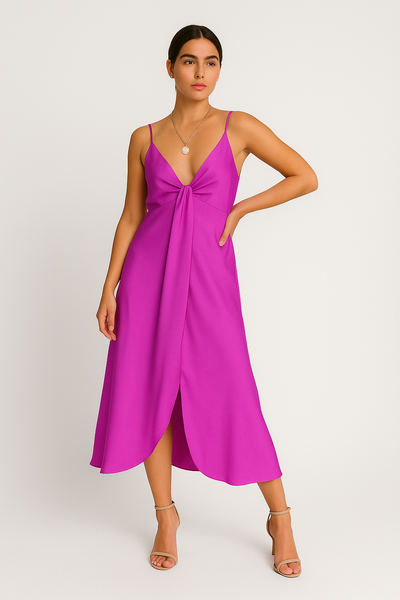 Yvette – V-Ausschnitt Kleid mit elegantem Knopfdetail