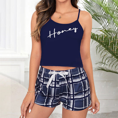 Yvie- Damen lässiges Schlafanzug set mit trendy Karomuster