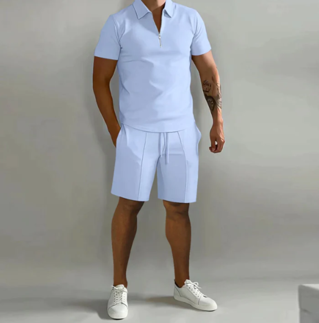 Herren Sportset Polo mit Reißverschluss und Shorts Sommerstyle - Dario