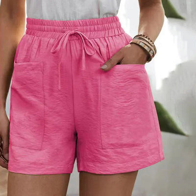 Damen Leinen-Shorts mit hoher Taille und Kordelzug – luftig für den Sommer