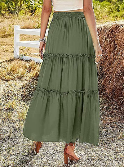 Leah – Elastisches Maxikleid mit hohem Bund und Falten
