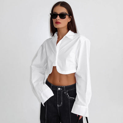 Cropped Damenbluse – Modern, Minimalistisch & Modisch Akzentuiert