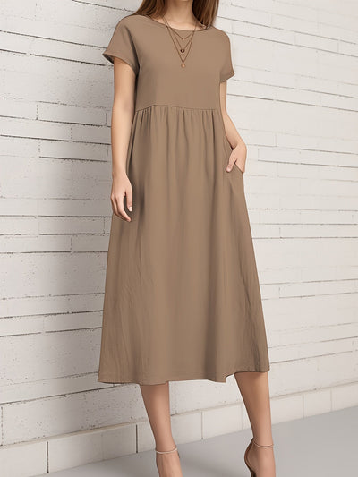 Leichtes Damen-Leinenkleid – Ärmellos, Einfarbig, Lange Passform & Bequem für Sommer & Urlaub