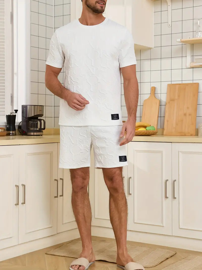 Alan - Kurzärmliges Loungewear- und Shorts-Set aus Baumwolle für Herren