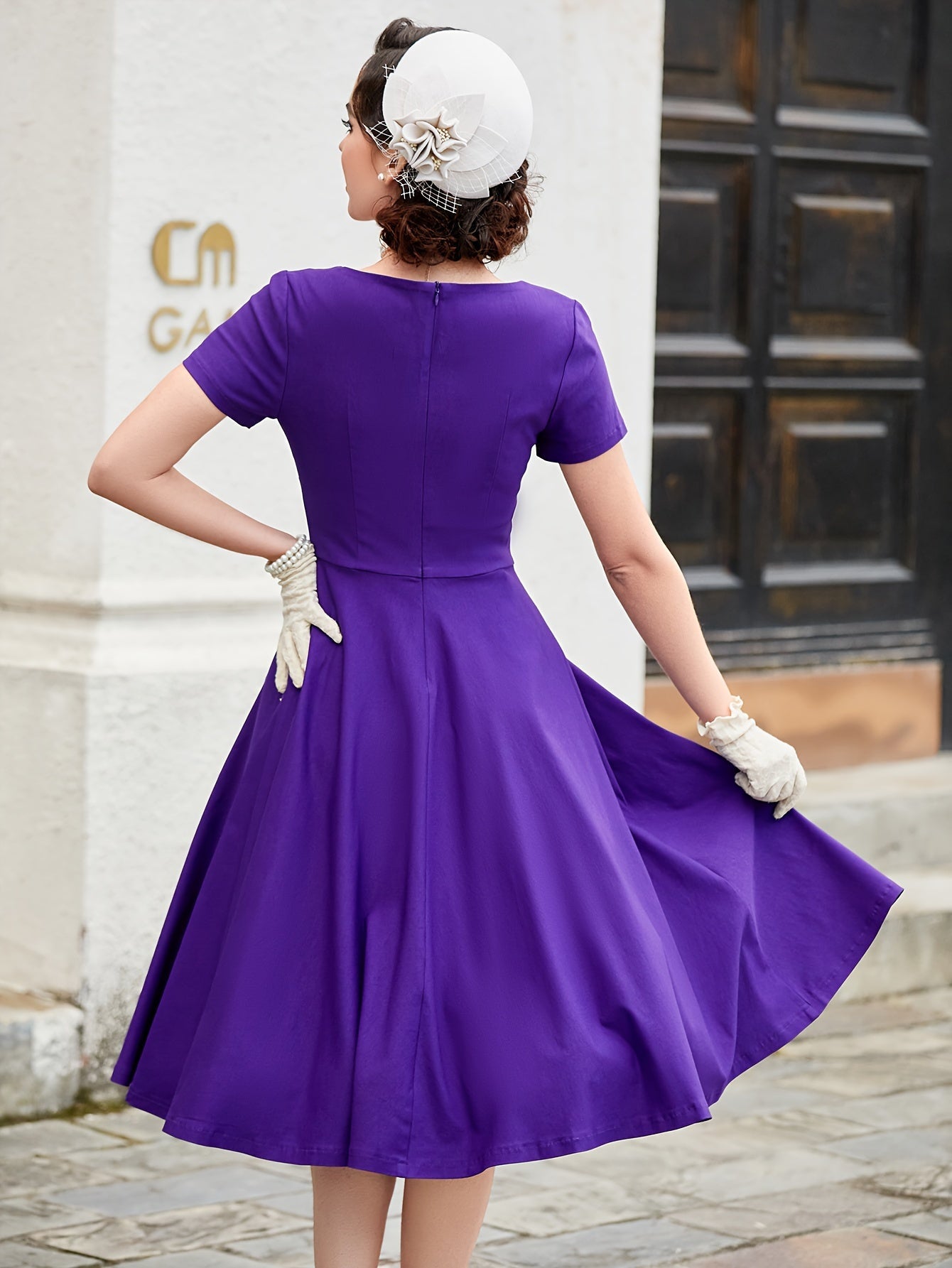 Weißes vintage-kleid midi - greta