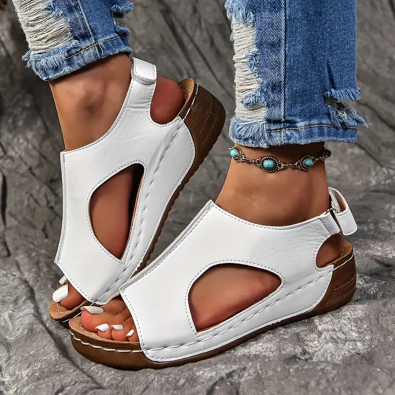 Keilabsatz Sandalen Bequeme Plateau-Schuhe mit Knöchelriemen