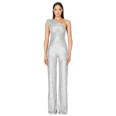 Helen – Ärmelloser Pailletten-Jumpsuit mit One-Shoulder-Design