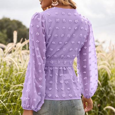 Mariana | Frühlingsbluse aus Jacquard-Spitze mit V-Ausschnitt für Damen