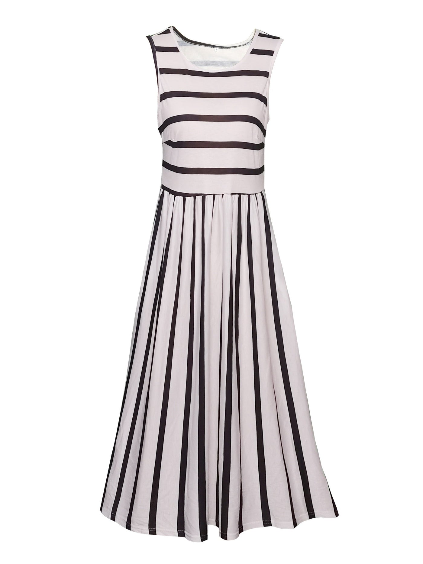 Gestreiftes Tankkleid – Ärmelloses Sommerkleid mit Taschen, Lässig & Bequem