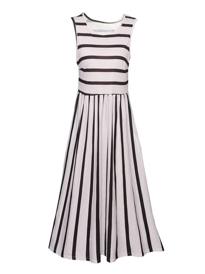 Gestreiftes Tankkleid – Ärmelloses Sommerkleid mit Taschen, Lässig & Bequem