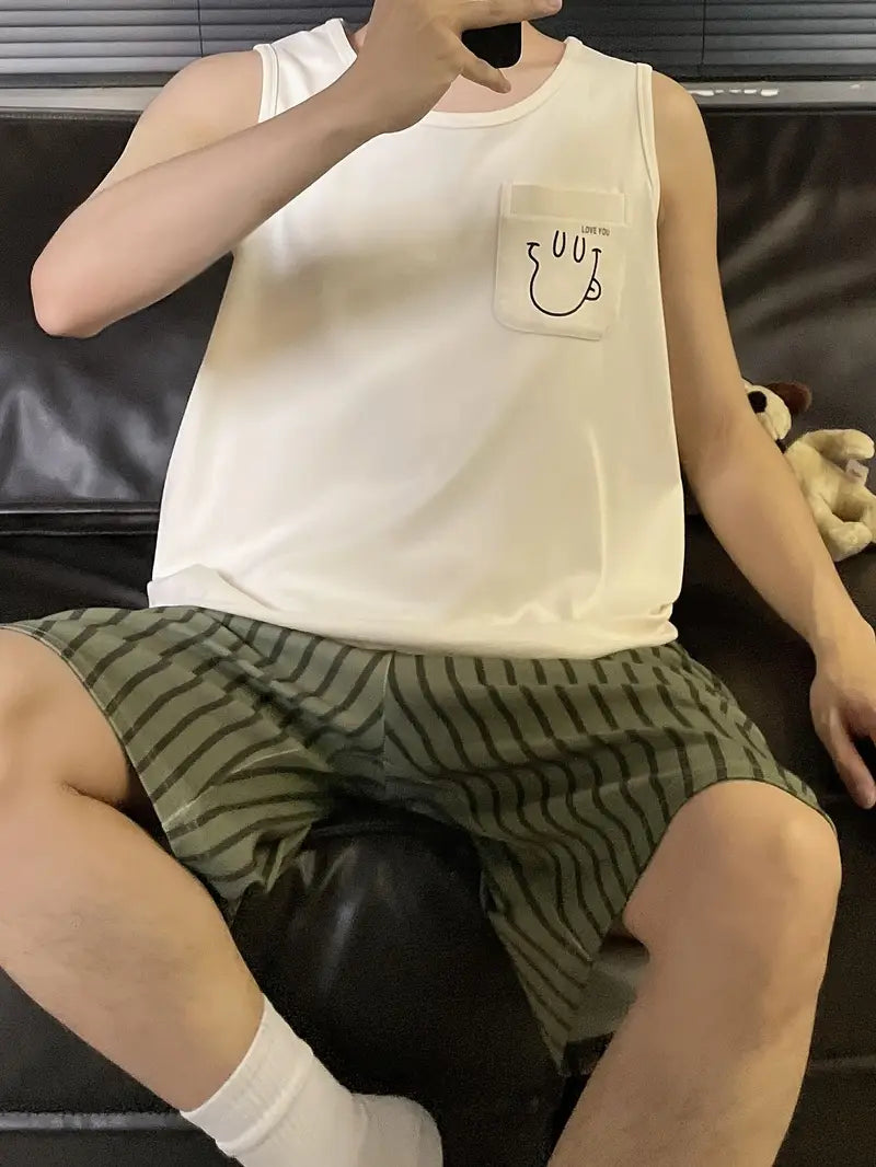 Robert - Pyjama-Set mit Cartoon-Print für Herren