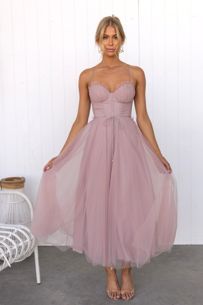 Tracy – Elegantes Mesh-Partykleid mit Schleppe