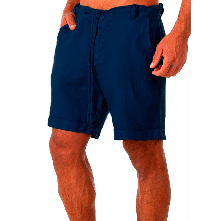 Men's Shorts With Solid Color Lace-up Sweatpants