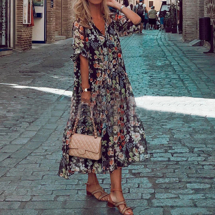 Nicole – Sexy Damenkleid mit Blumendruck