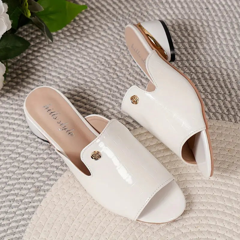 Krokodil-Muster Chunky Heel Sandalen Elegante Pumps mit Offener Spitze