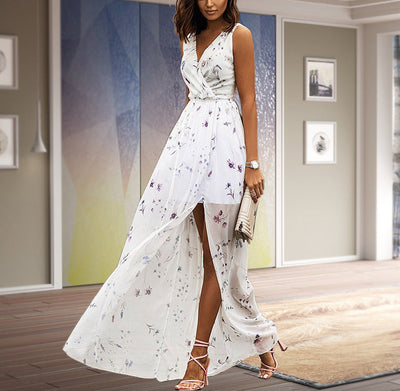 Jessica – Chiffon-Kleid mit Pflanzen- und Blumenmuster