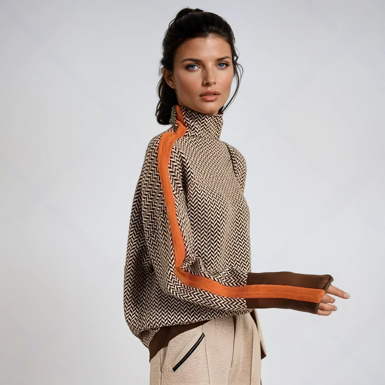 Malou™ | Hochkragenpullover mit bold Streifen
