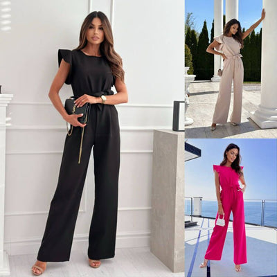 Damen Eleganter Jumpsuit mit Weitem Bein – Perfekt für Büro, Freizeit & Events