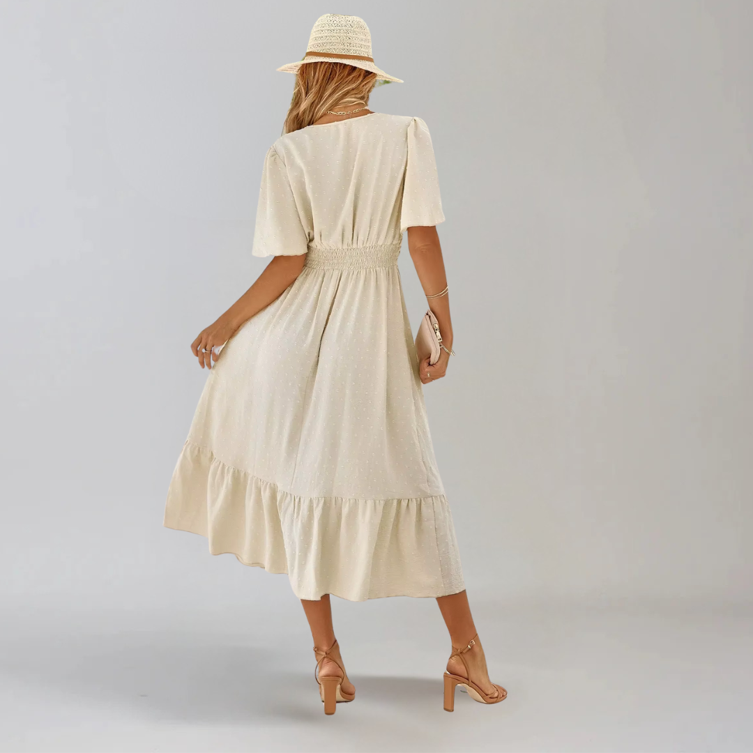 ARIA  | Mittellanges Kleid mit V-Ausschnitt