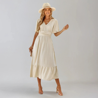 ARIA  | Mittellanges Kleid mit V-Ausschnitt