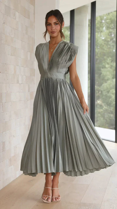 Flurina – aisha plissee-midikleid für einen eleganten look