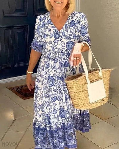ARIA™ - Elegantes Blumen-Kleid mit V-Ausschnitt