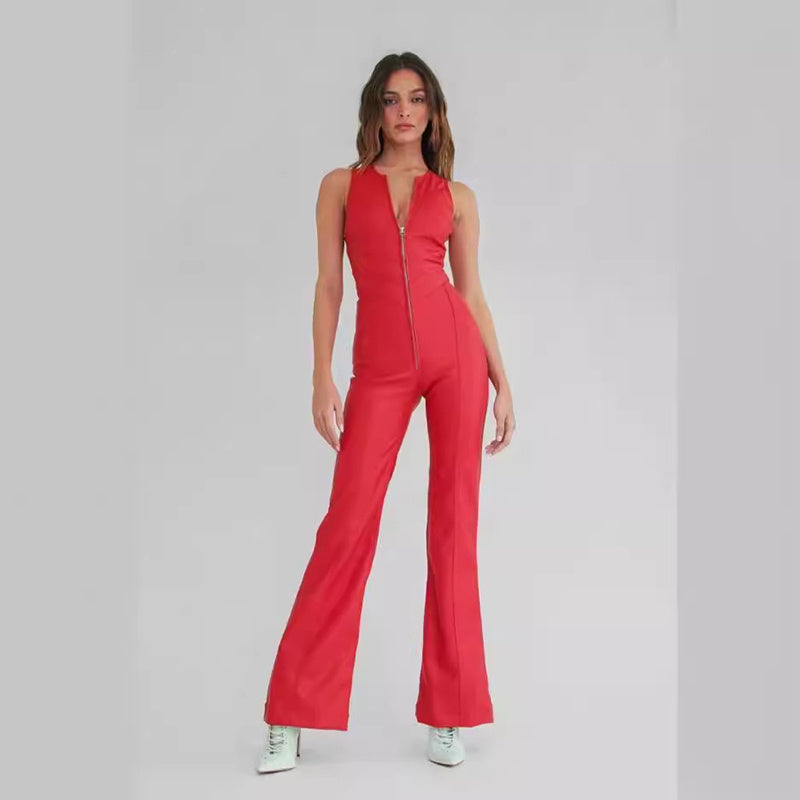 Damen Denim-Jumpsuit mit Herz-Ausschnitt – Figurbetonte Streetwear für den Alltag